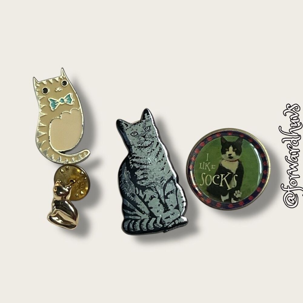Set of Four Cat-Themed Pins
